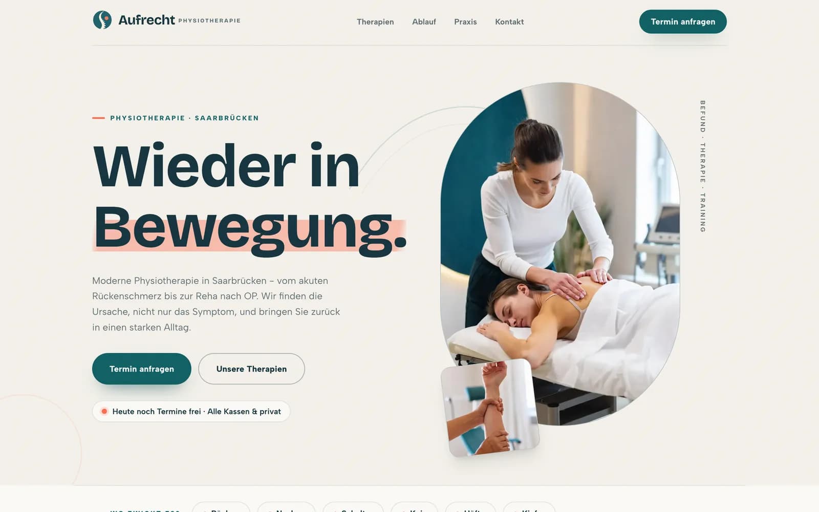Vorschau der Demo-Website Aufrecht